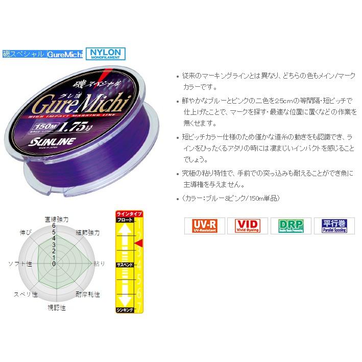 釣之夢~SUNLINE 磯スペシャル GureMichi 磯釣母線 尼龍母線 150M 磯釣 釣魚 釣具 釣線 魚線-細節圖3