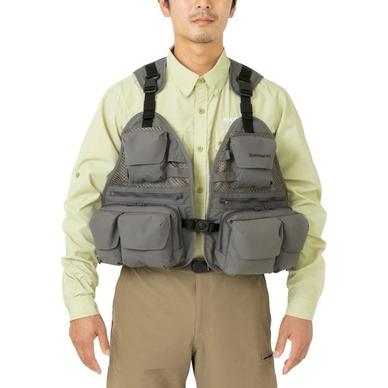 釣之夢~SHIMANO VE-066V 溪釣網面釣魚背心 磯釣 黑吉 前打 透氣 釣魚 釣具 背心 磯釣馬甲 機能背心-細節圖2