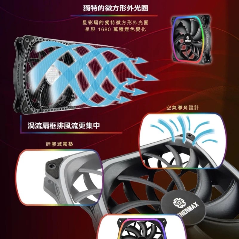 全新現貨🔥Enermax 安耐美ARGB 12公分 電腦風扇 黑(單顆入/工業包裝附螺絲）獨家現貨/電腦散熱器ARGB-細節圖7