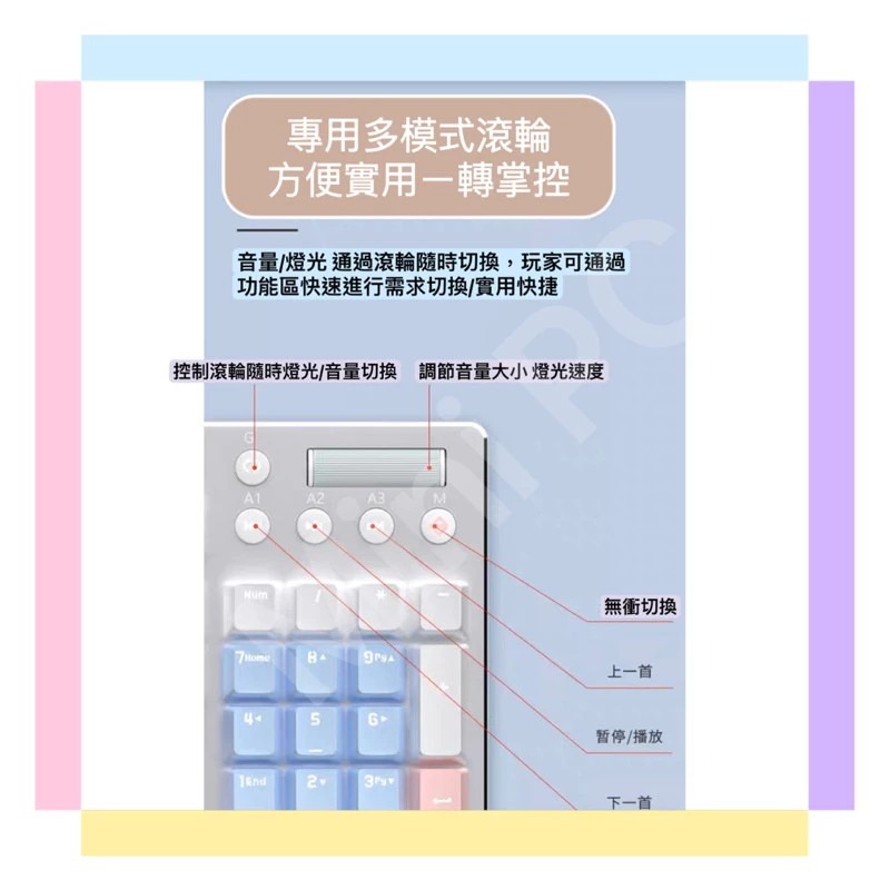 🔥 現貨在台🔥客製雷姆鍵盤/青軸鍵盤/贈送鍵帽/藍粉白三色鍵盤/白光鍵盤/僅英文字母無注音/機械鍵盤/電競鍵盤-細節圖9