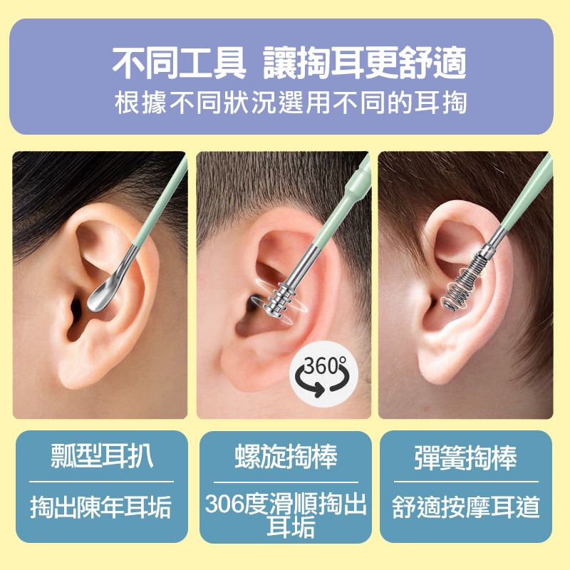 不鏽鋼挖耳棒6件組  耳朵清潔 挖耳棒  掏耳棒-細節圖6