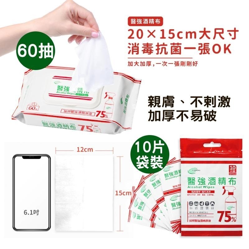 醫強 醫強75%酒精布 酒精 75% 清潔布 濕紙巾-細節圖5