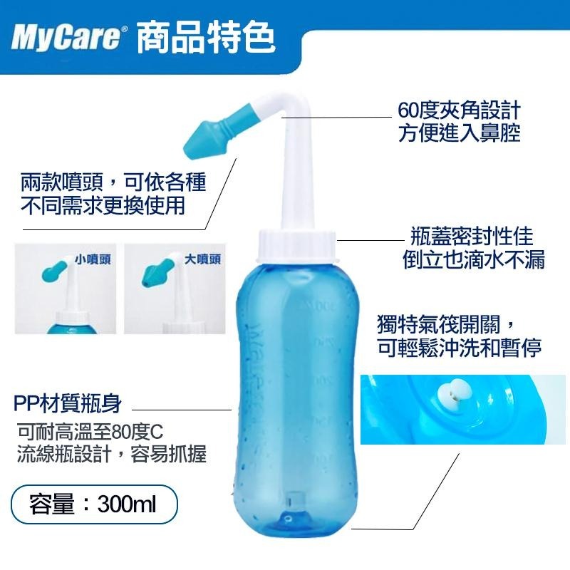 邁康洗鼻器 洗鼻器 沖鼻器 大人洗鼻器 小孩洗鼻器 附大小沖洗頭 300ml-細節圖3