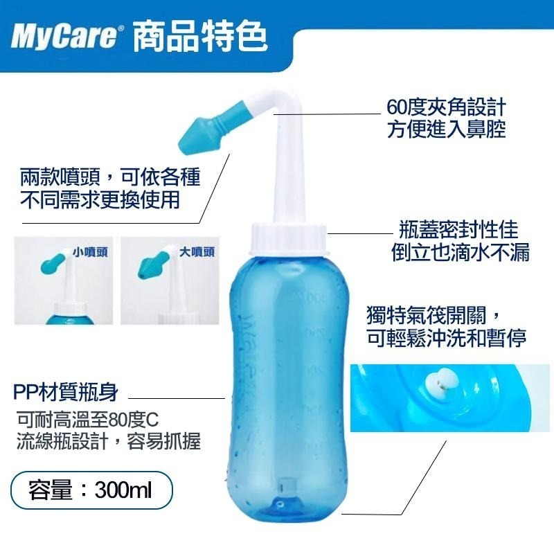 邁康洗鼻器 洗鼻器 沖鼻器 大人洗鼻器 小孩洗鼻器 附大小沖洗頭 300ml-細節圖3