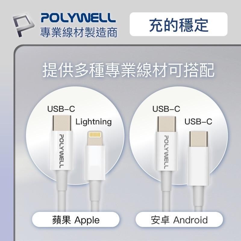 寶利威爾POLYWELL PD雙孔快充頭 20W Type-C充電頭 充電器 豆腐頭 適用於蘋果iPhone-細節圖8