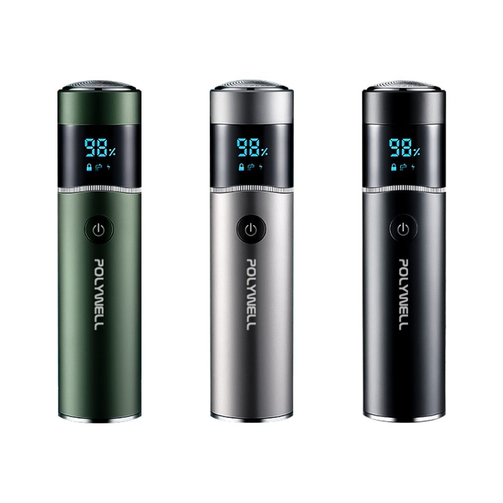 POLYWELL 充電式電動刮鬍刀 USB-C充電 LED螢幕狀態顯示 誤觸保護 清潔通知 快拆設計-細節圖4