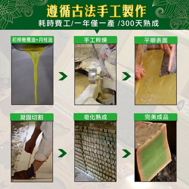 【雙 11 限定組合】Alepal 阿勒坡古皂 40%月桂油 200g 10件組 & 加贈肥皂盒、香皂袋-細節圖3