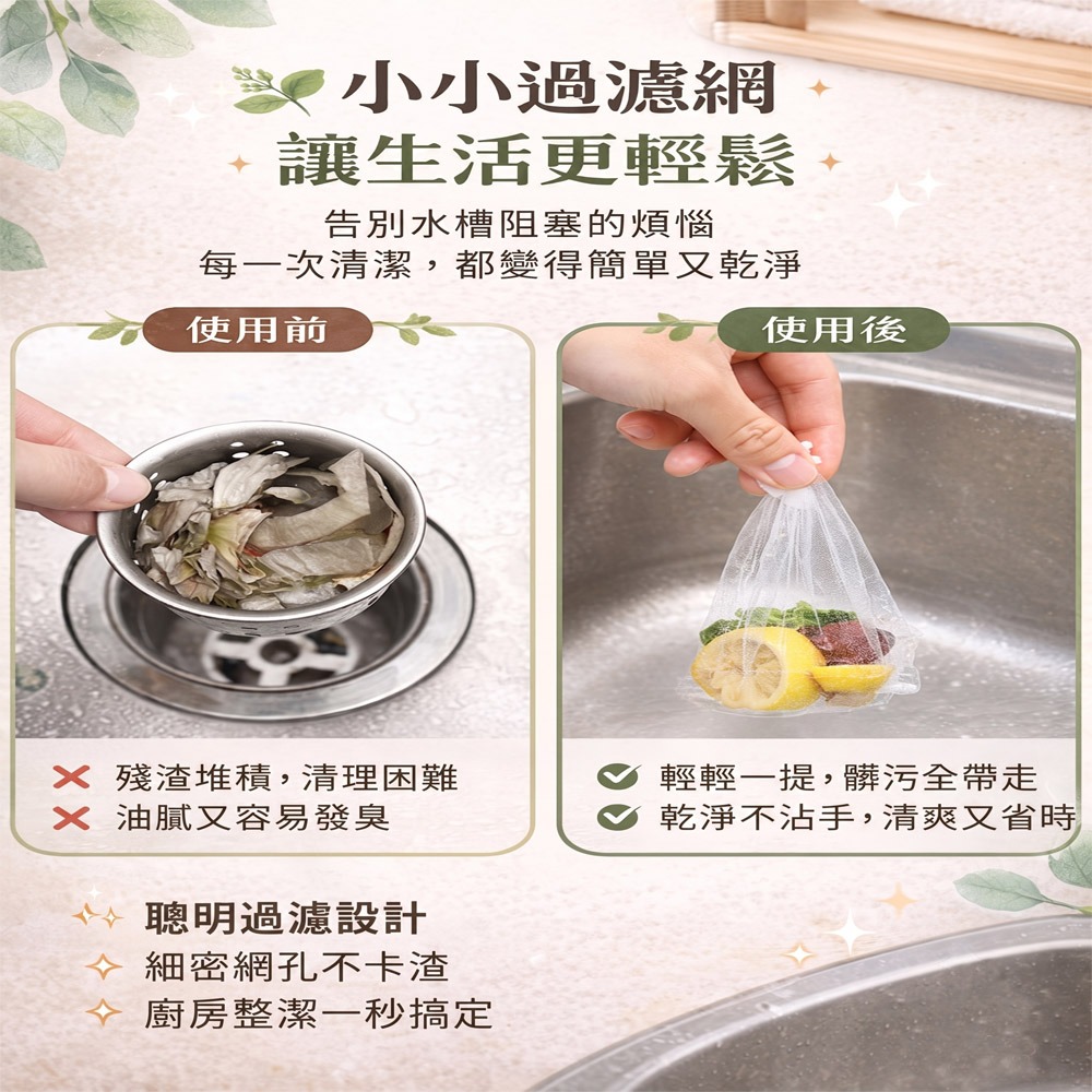 超細纖維廚房水槽過濾網 (強力束口不易滑落/100入)-細節圖2