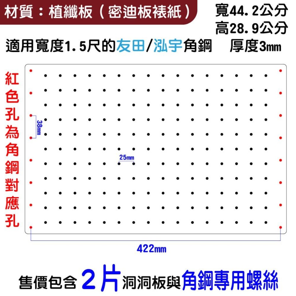 【友田角鋼/泓宇角鋼/崑能角鋼適用】免螺絲角鋼專用洞洞板-細節圖4