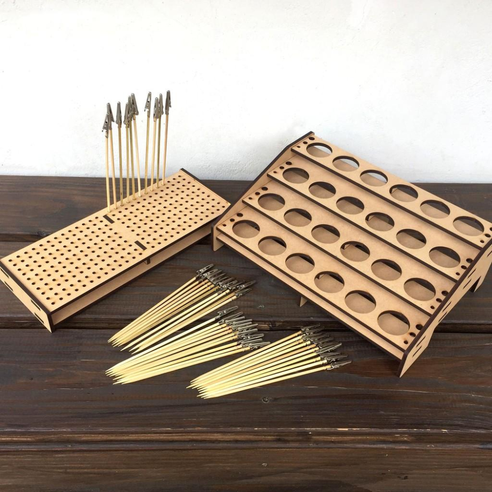 【碰世代設計】模型噴塗套件(包含一個24瓶顏料架、一個噴漆夾座、40支噴漆夾)  顏料架/顏料收納/模型漆架/收納架-細節圖2