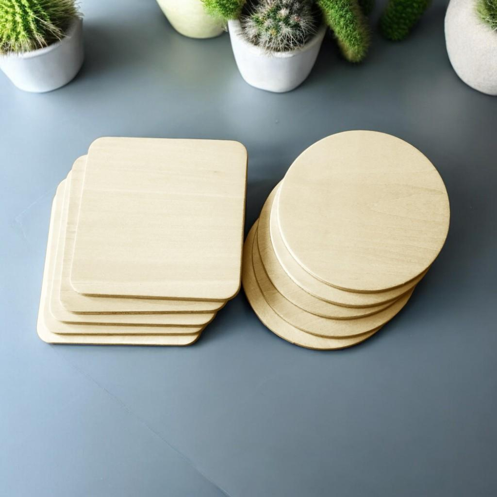 【碰世代設計】DIY木質杯墊/杯墊/蝶古巴特/木杯墊/烙畫/雷射雕刻/椴木杯墊/直噴素材/雷雕/木片-細節圖2