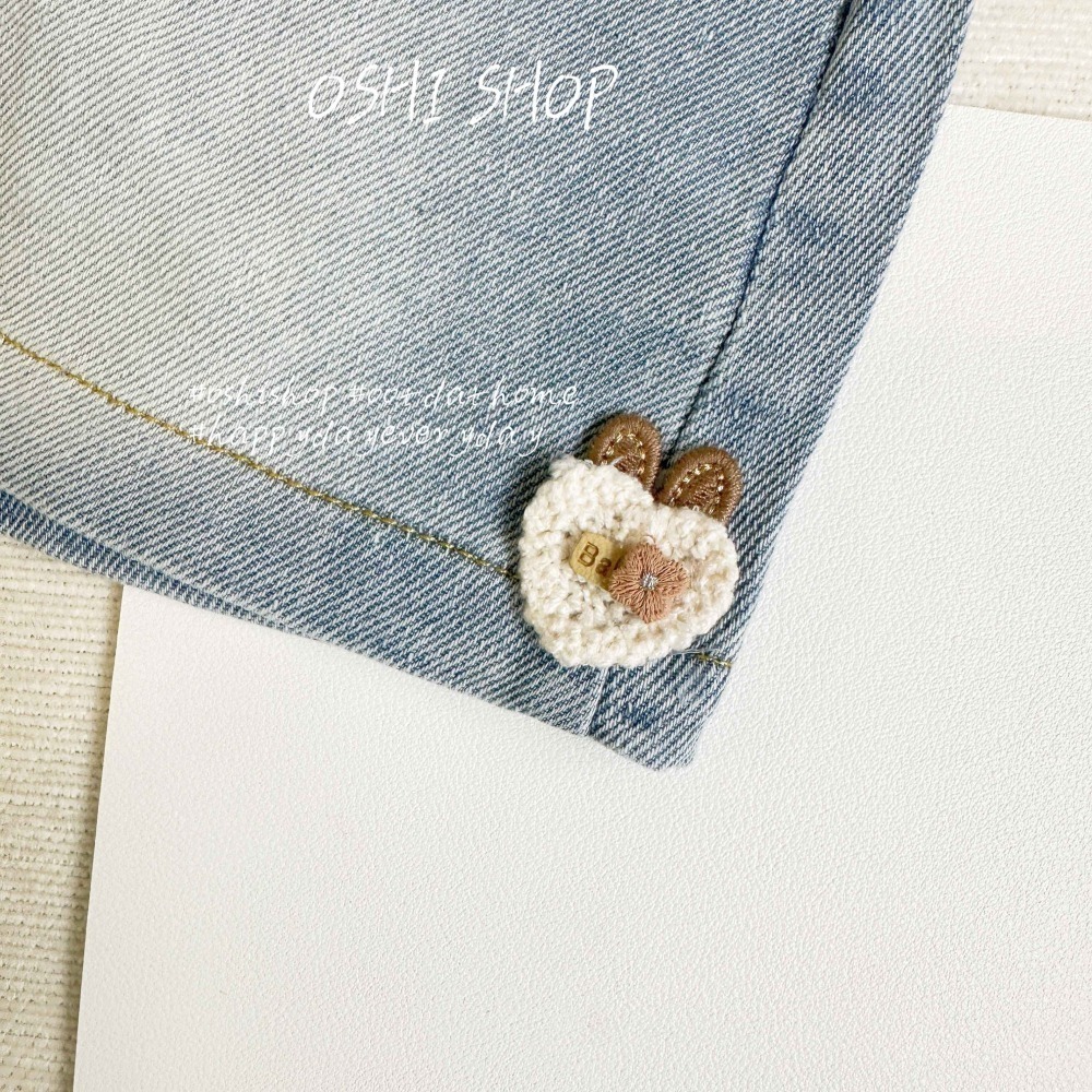 #1314 小熊愛心牛仔短褲-細節圖2