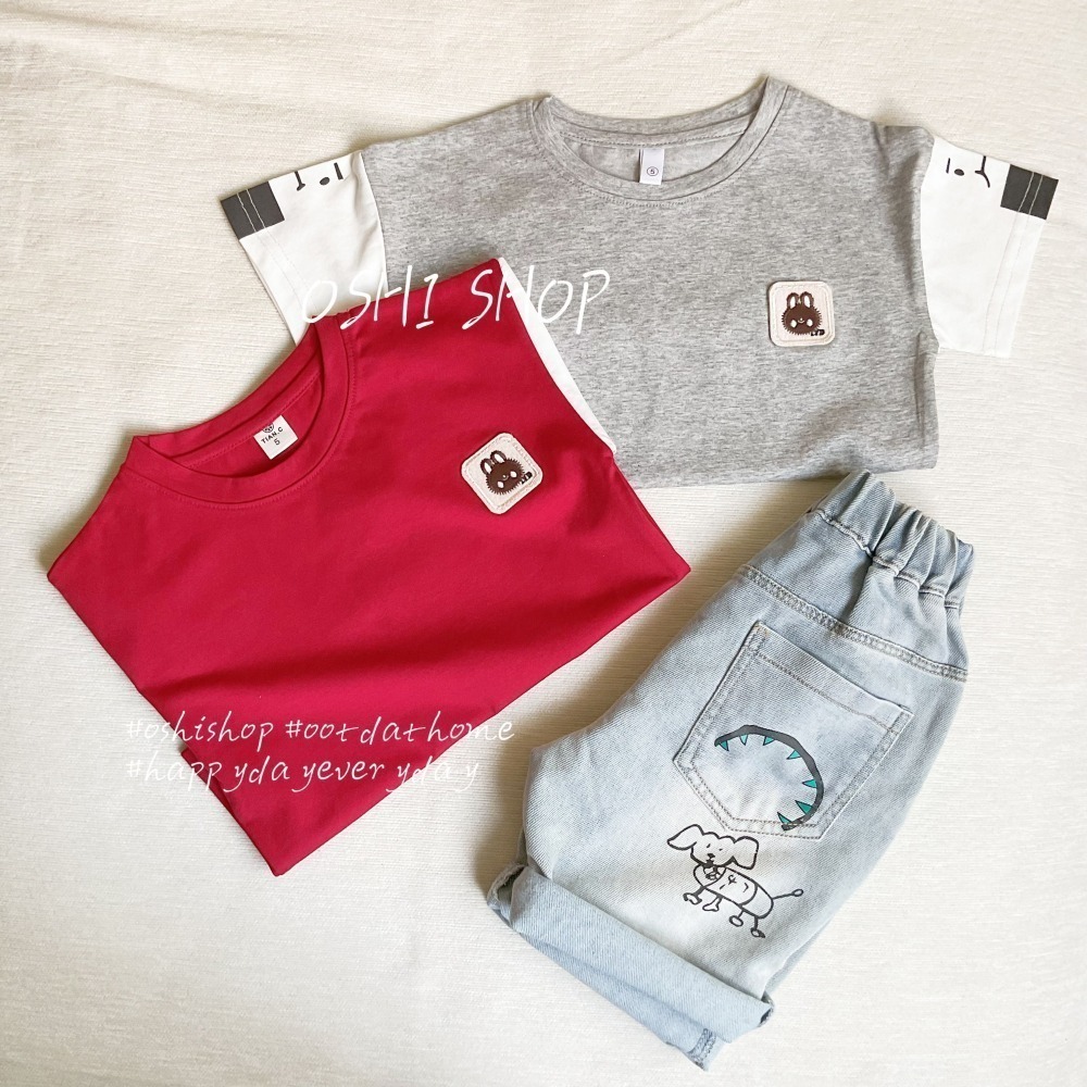 #1688 可愛兔子貼布撞色T恤-細節圖2