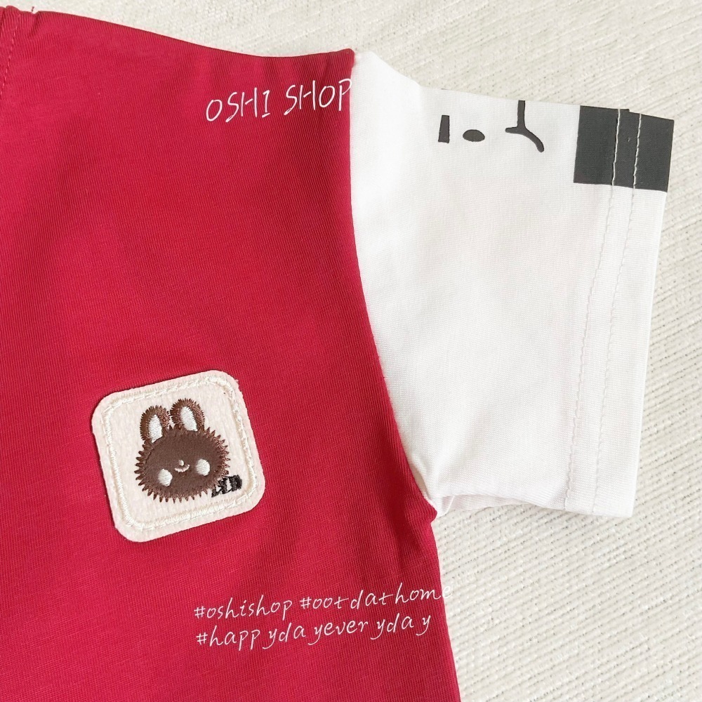 #1688 可愛兔子貼布撞色T恤-細節圖3