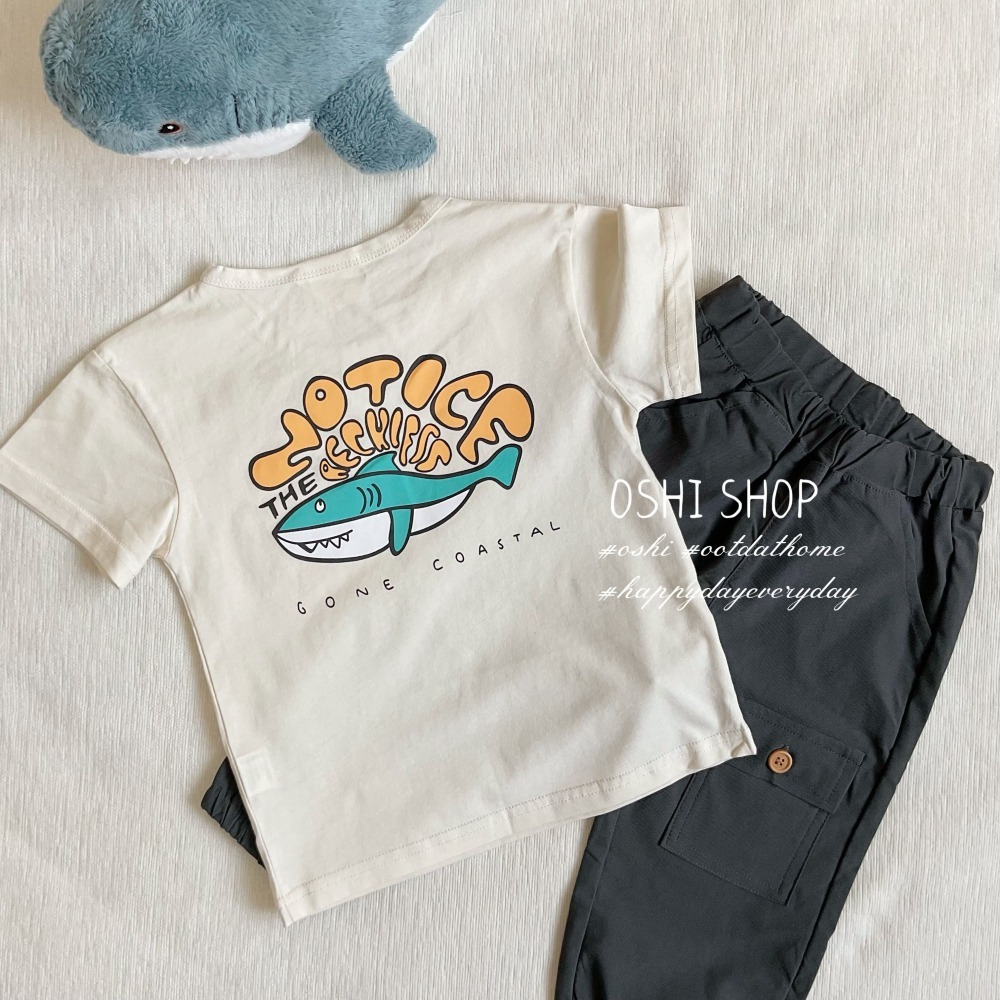 511019 衝浪鯊魚童趣T恤-細節圖3