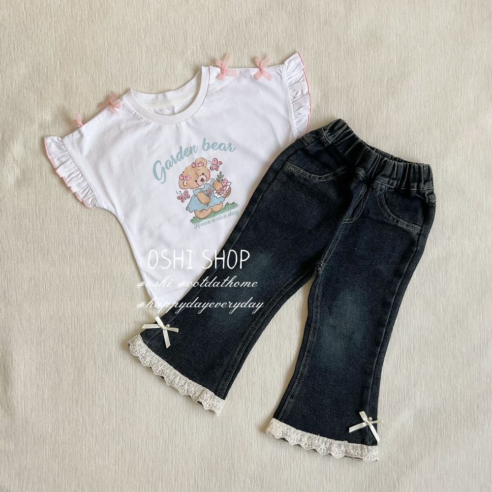 25839 蕾絲蝴蝶結喇叭褲-細節圖4