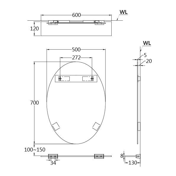 🚚限時免運 Caesar 凱撒 防霧橢圓化妝鏡 贈玻璃平台 安裝簡易 防霧鏡 浴室鏡 浴鏡 M752A ( 含發票 )-細節圖3