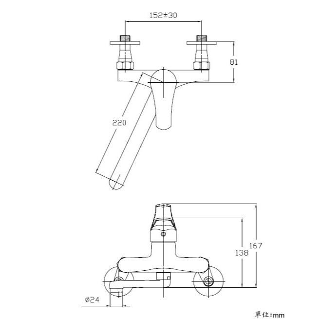 LOLAT 羅力衛浴 單槍壁式水龍頭 壁式水龍頭 冷熱廚房水龍頭 廚房水龍頭 流理台龍頭 KWN1239 (含發票)-細節圖3