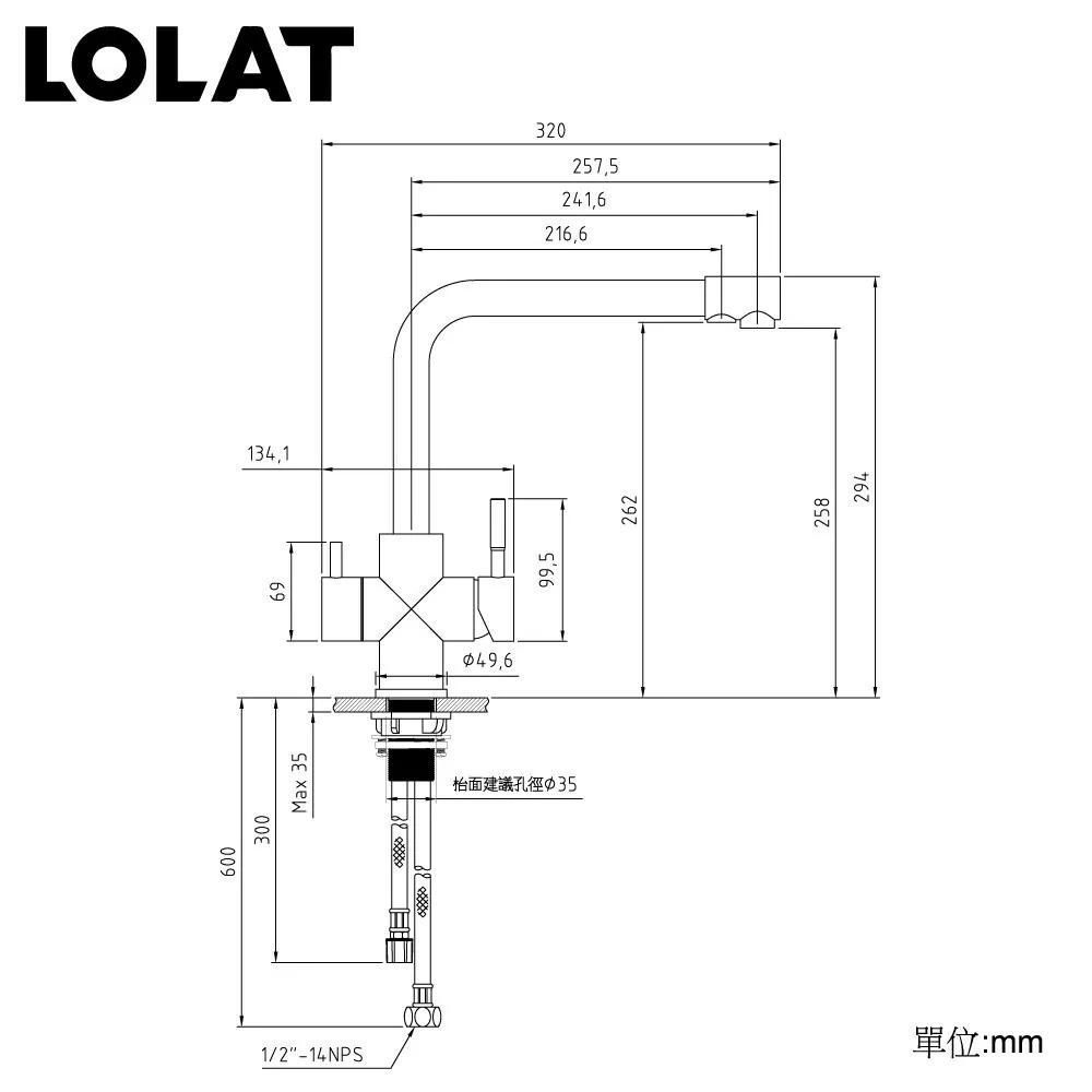 LOLAT 羅力 無鉛不銹鋼廚房三用水龍頭 冷熱水 冷淨水 符合NSF標準 TL881K (含發票)-細節圖2