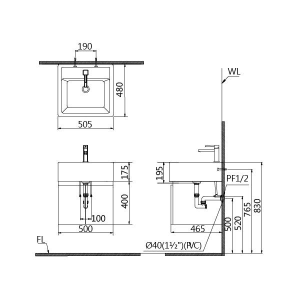 🚚限時免運 Caesar 凱撒 方形臉盆浴櫃組 奈米抗污抗菌 簡約時尚 LF5236-EH05236AP (含發票)-細節圖3