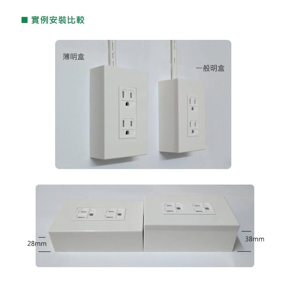 樹榮電工 SUZONE 薄款一連明盒 明BOX 開關盒 插座盒 塑膠盒 接線盒 1P 面板用 一體成型 (含發票)-細節圖5