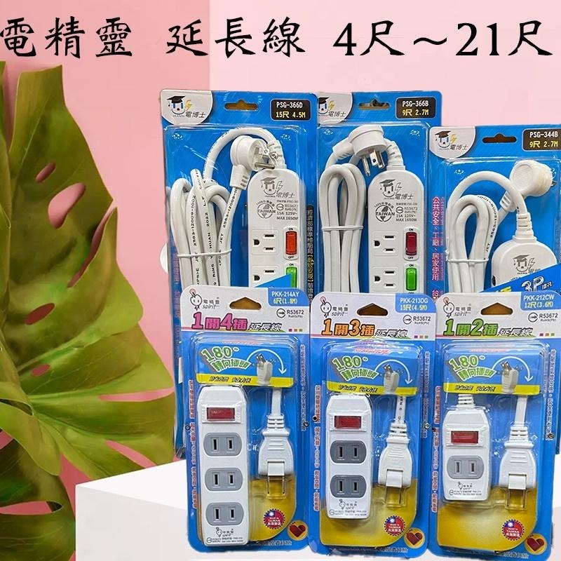 電精靈 新安規延長線 PKK-214 1開4插 2蕊2.0系列 180度轉向插頭 家用延長線-細節圖4