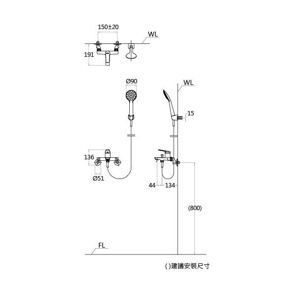 Caesar 凱撒 沐浴龍頭組 蓮蓬頭 淋浴龍頭 龍頭 浴室龍頭 廁所龍頭 浴室蓮蓬頭 花灑 S203C (含發票)-細節圖3