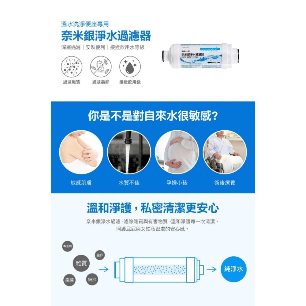 Caesar凱撒 奈米銀淨水過濾器 免治馬桶過濾芯 深層過濾 流量穩定 接近飲用水等級 WF-100 (含發票)-細節圖3