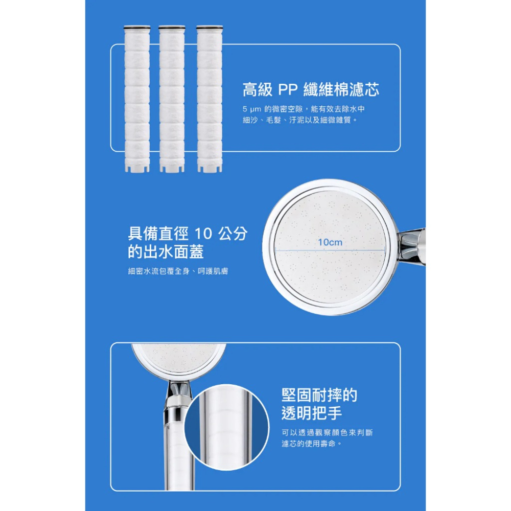 Caesar 凱撒 銀色極淨純水蓮蓬頭 雙層過濾 水柱柔和 呵護肌膚 SH217 (滿額贈)-細節圖8