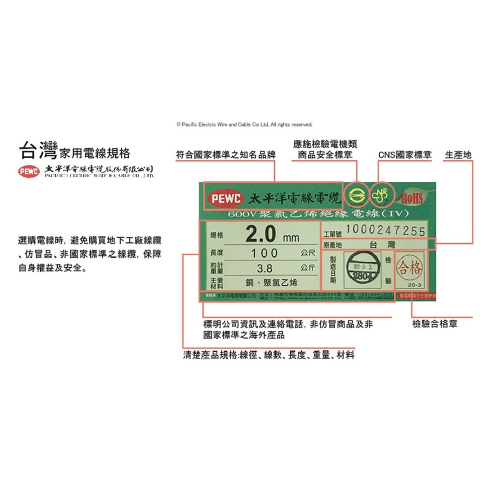 【整卷販售】太平洋電線 單芯線 PVC電線 1.2mm 1.6mm 2.0mm (1丸) 多色可選 (含發票)-細節圖3