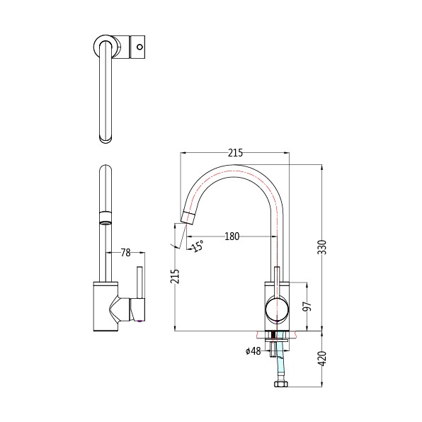 Caesar 凱撒 廚房立式混合龍頭 水龍頭 廚房龍頭 流理台龍頭 無鉛 K695C K695CL (含發票)-細節圖3