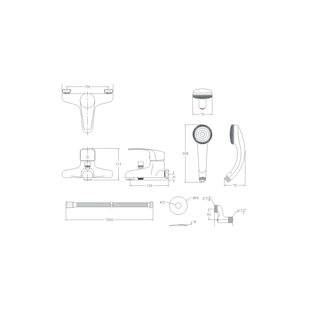 ALEX 電光牌 沐浴龍頭 洗澡龍頭 陶瓷心軸 附省水蓮蓬頭 BF3461A (含發票)-細節圖3
