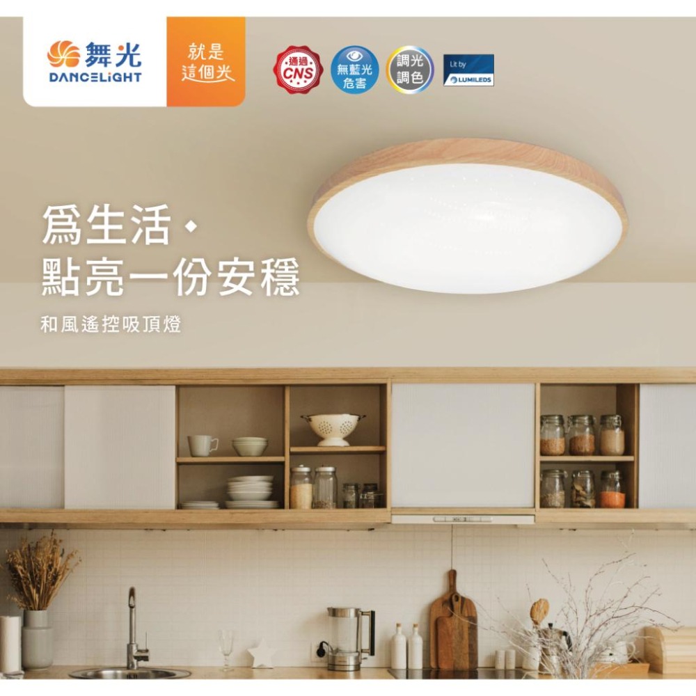舞光 星鑽和風遙控吸頂燈 壁切 28段調光+28段調色 小夜燈 LED-CES30DMR3LW (含發票)-細節圖2