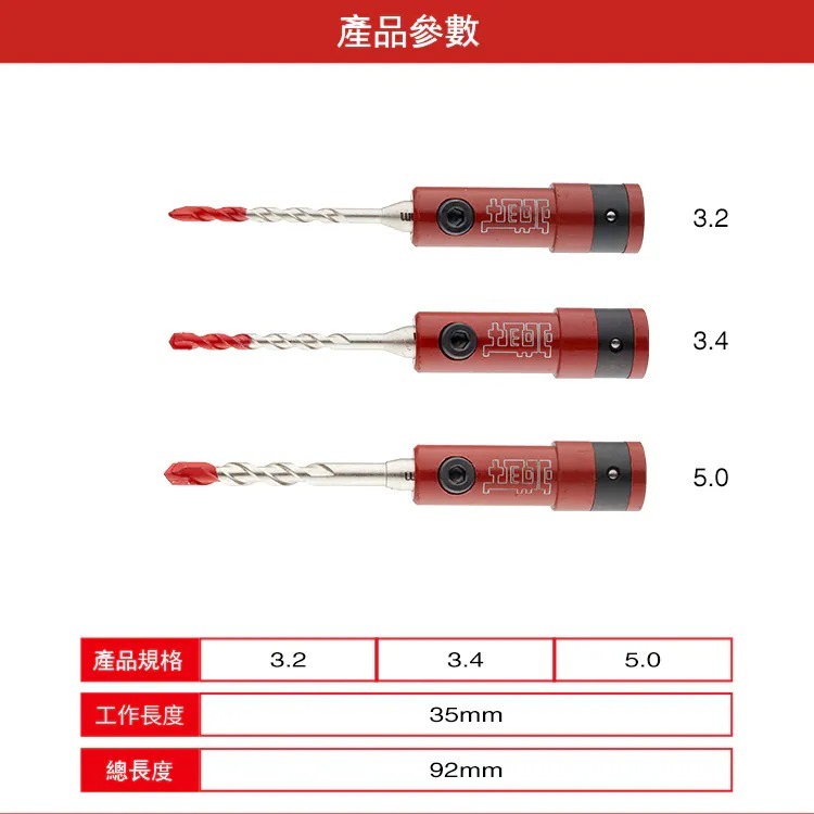 土耳門 準．強力鑽兼鎖 水泥鑽尾 3.2mm 3.4mm 5.0mm 替換式水泥鑽尾 高張力螺絲鑽尾 (含發票)-細節圖10