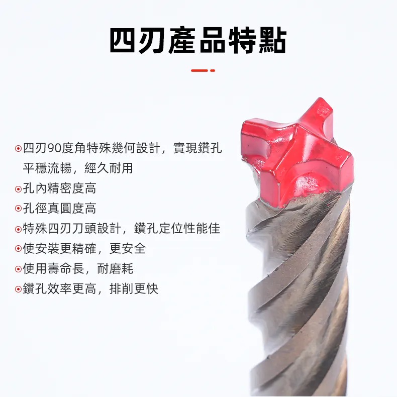 土耳門 堅•SDS-PLUD 四刃四溝水泥鑽尾 瑞士鎢鋼 Ｕ型排屑 鉻鉬合金 水泥鑽尾 鑽頭 水泥鑽尾 (含發票)-細節圖8