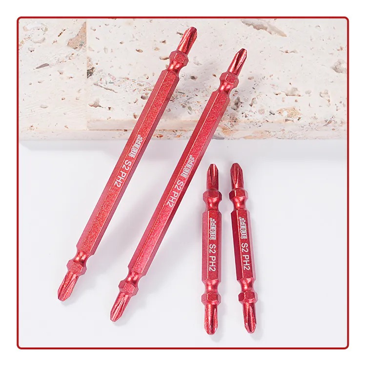 土耳門 極細ACR赤紅雙頭起子頭 2支裝  S2高硬度起子頭 十字起子頭 頂級S2 點狀設計 緊密咬合螺絲 (含發票)-細節圖8