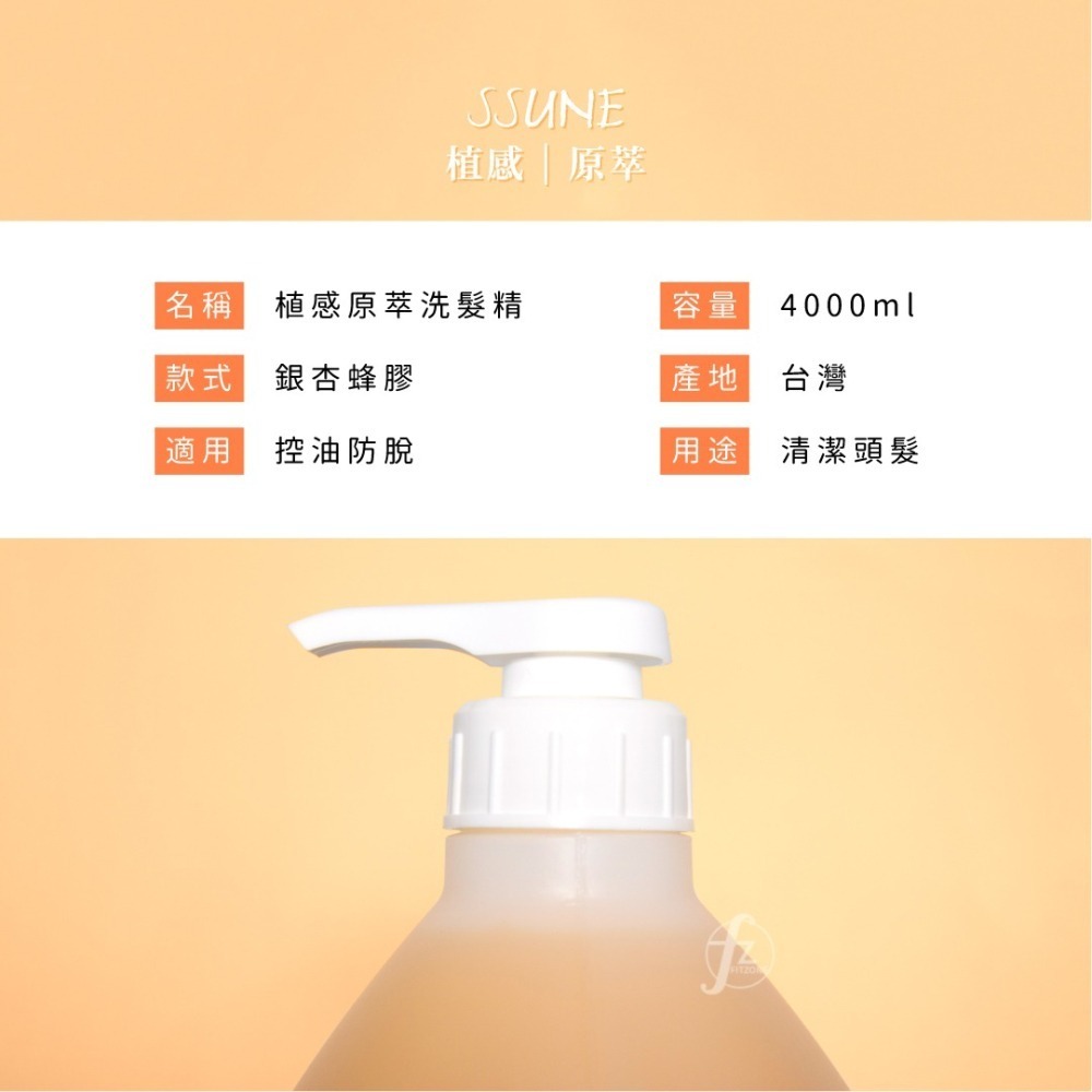 SSUNE 植感原萃洗髮精－銀杏蜂膠 4000ml／洗髮乳／強健髮根／改善頭皮／健髮／控油／銀杏／蜂膠-細節圖2