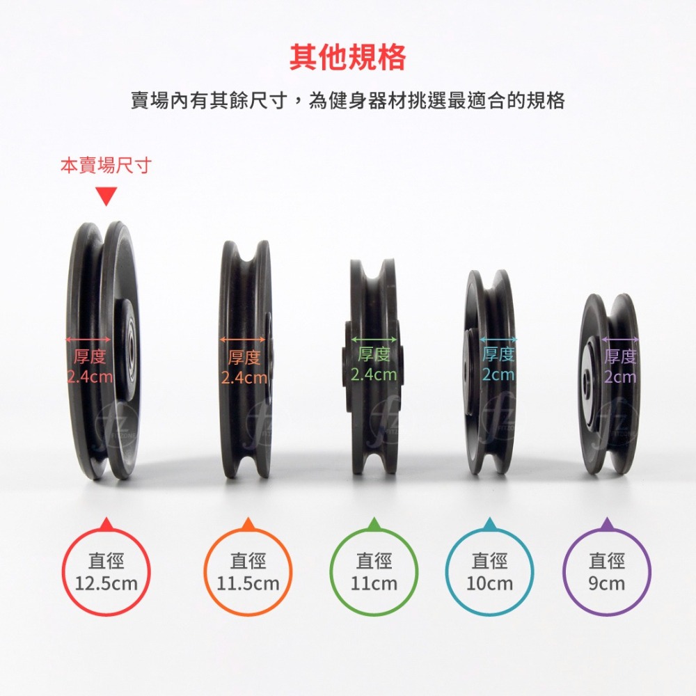 【ABSPORT】健身器材專用滑輪（金屬軸承款／直徑12.5cm）／健身器材配件／重訓機台專用-細節圖3