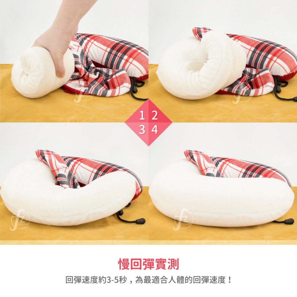 《格紋款》U型記憶頸枕／旅行枕／午睡枕／汽車頭枕／飛機枕／護頸枕／U型枕／記憶棉 / 記憶枕-細節圖7