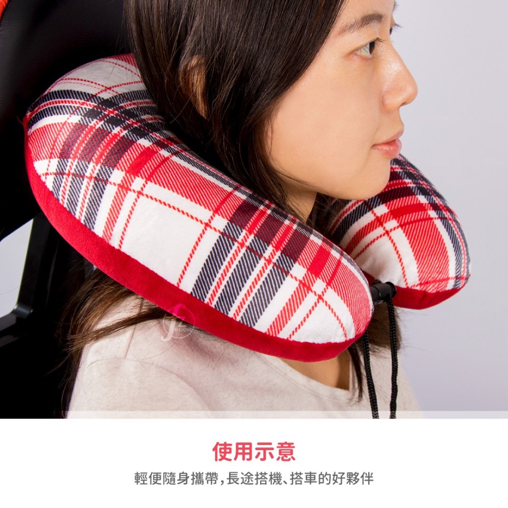 《格紋款》U型記憶頸枕／旅行枕／午睡枕／汽車頭枕／飛機枕／護頸枕／U型枕／記憶棉 / 記憶枕-細節圖9