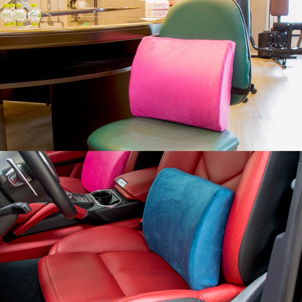 《純色款》慢回彈腰靠墊／記憶棉靠墊／坐墊／椅墊／車用靠墊／辦公室用靠墊-細節圖9