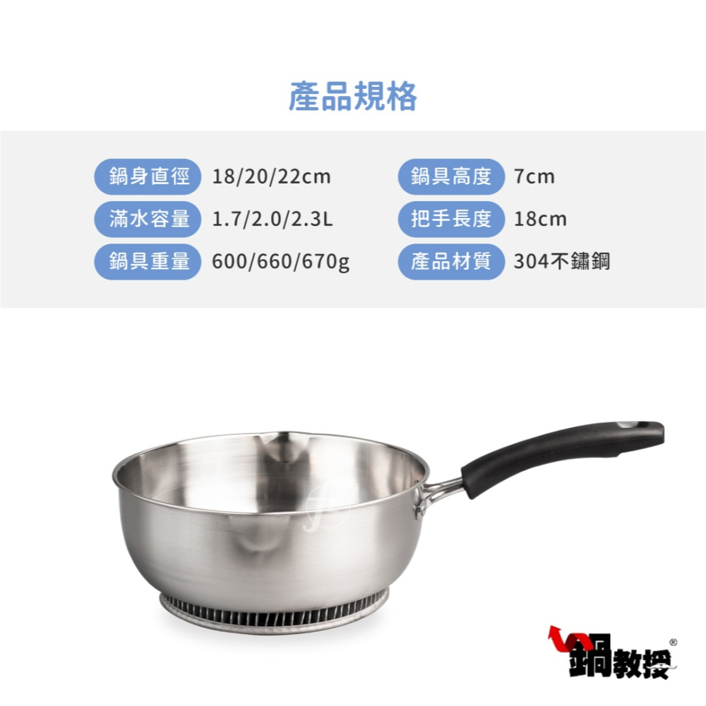 【鍋教授】304不鏽鋼節能單把鍋（18/20/22cm）／瓦斯節能鍋／鰭片鍋／高導熱單把鍋／湯鍋-細節圖2