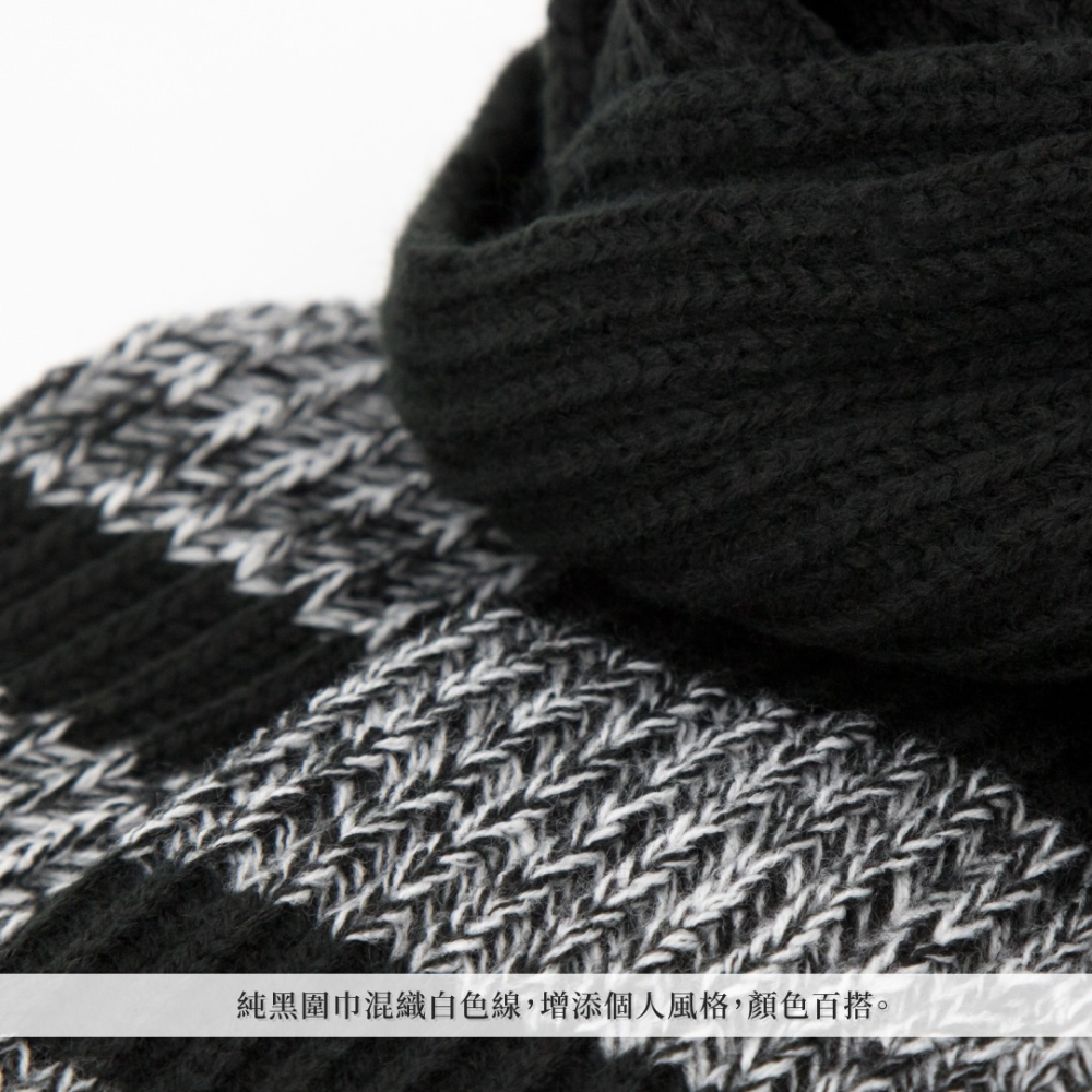 【秋冬保暖】混織白條紋針織圍巾／毛線圍巾／秋冬保暖／男性圍巾／男生圍巾／中性圍巾／父親節禮物／生日禮物／聖誕節交換禮物-細節圖3