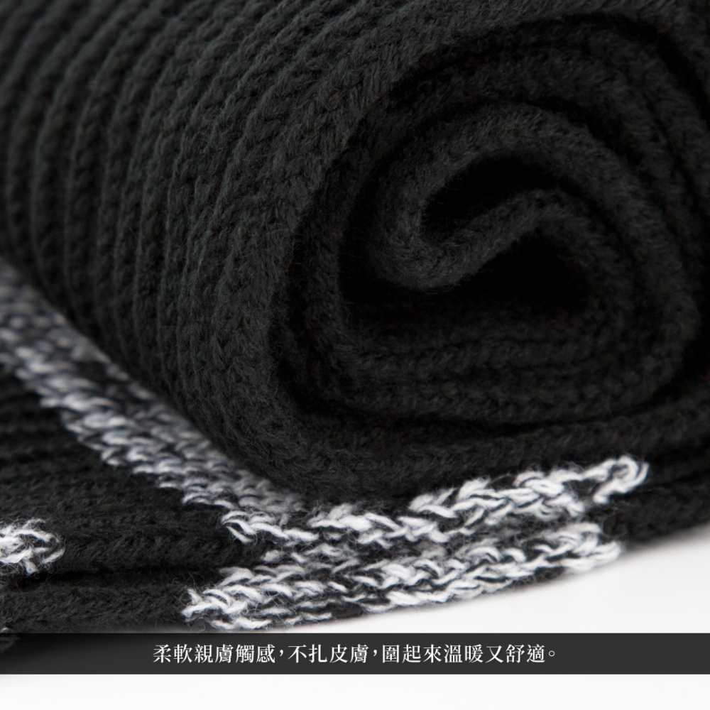 【秋冬保暖】混織白條紋針織圍巾／毛線圍巾／秋冬保暖／男性圍巾／男生圍巾／中性圍巾／父親節禮物／生日禮物／聖誕節交換禮物-細節圖4