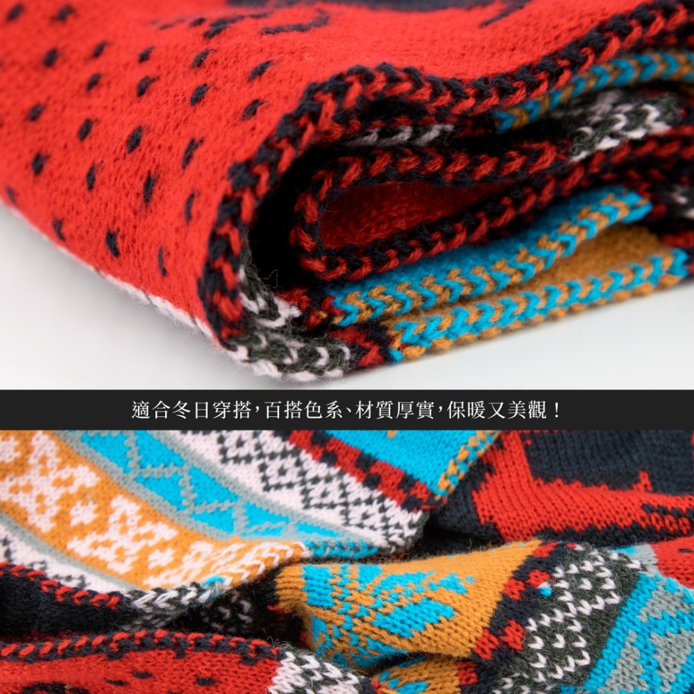 【秋冬保暖】小鹿印花針織圍巾（毛球款／標準款）／毛線圍巾／圖騰／毛球圍巾／秋冬保暖／聖誕節／交換禮物-細節圖5