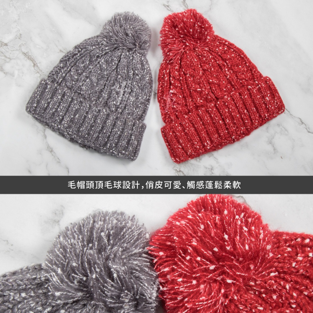 【秋冬組合】彩點紗毛帽&圍巾兩件組合／冬季保暖／馬海毛／兩件套／聖誕節／交換禮物-細節圖4