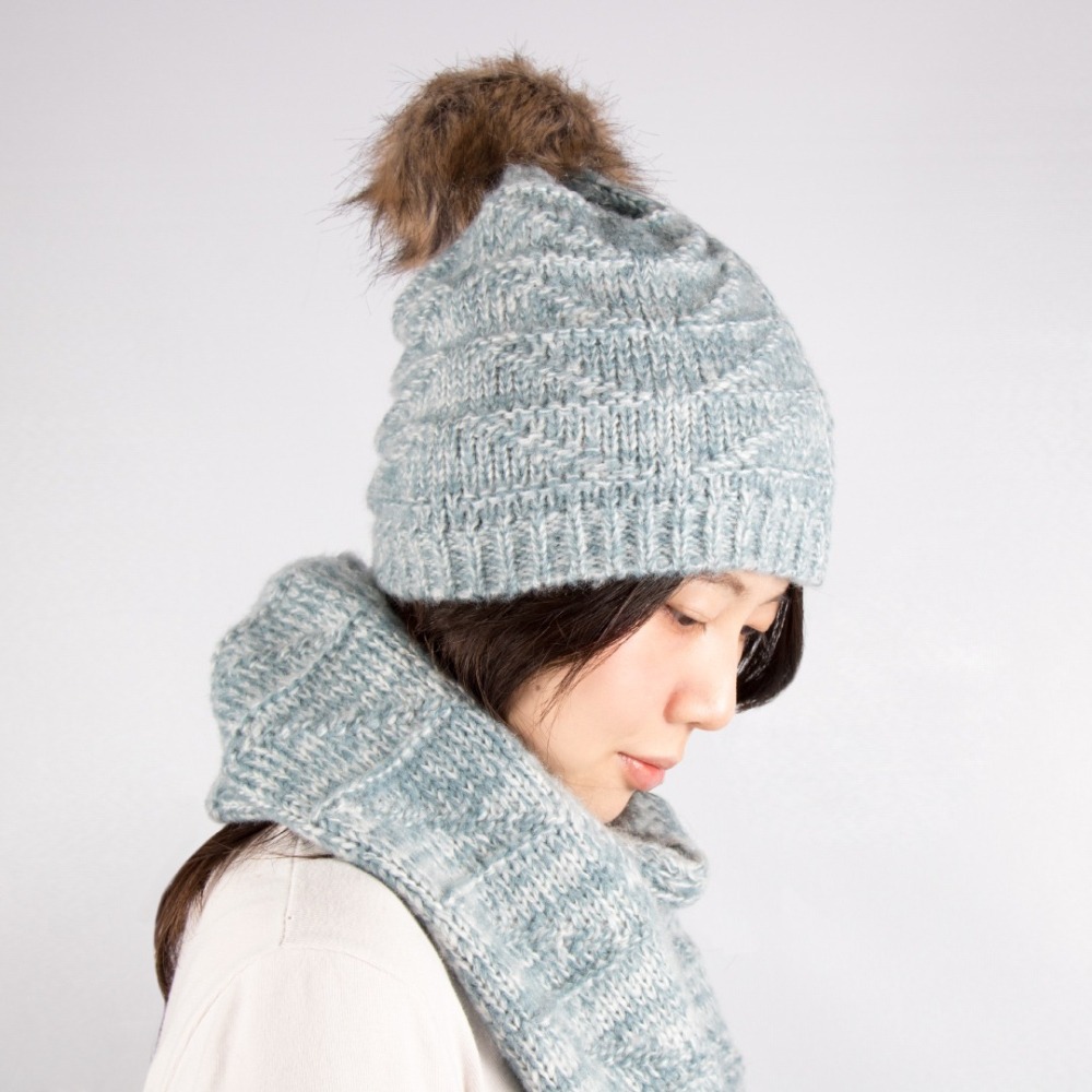 【秋冬組合】幾何圖形毛帽&圍巾兩件組合／冬季保暖／馬海毛／兩件套／聖誕節／交換禮物-細節圖8