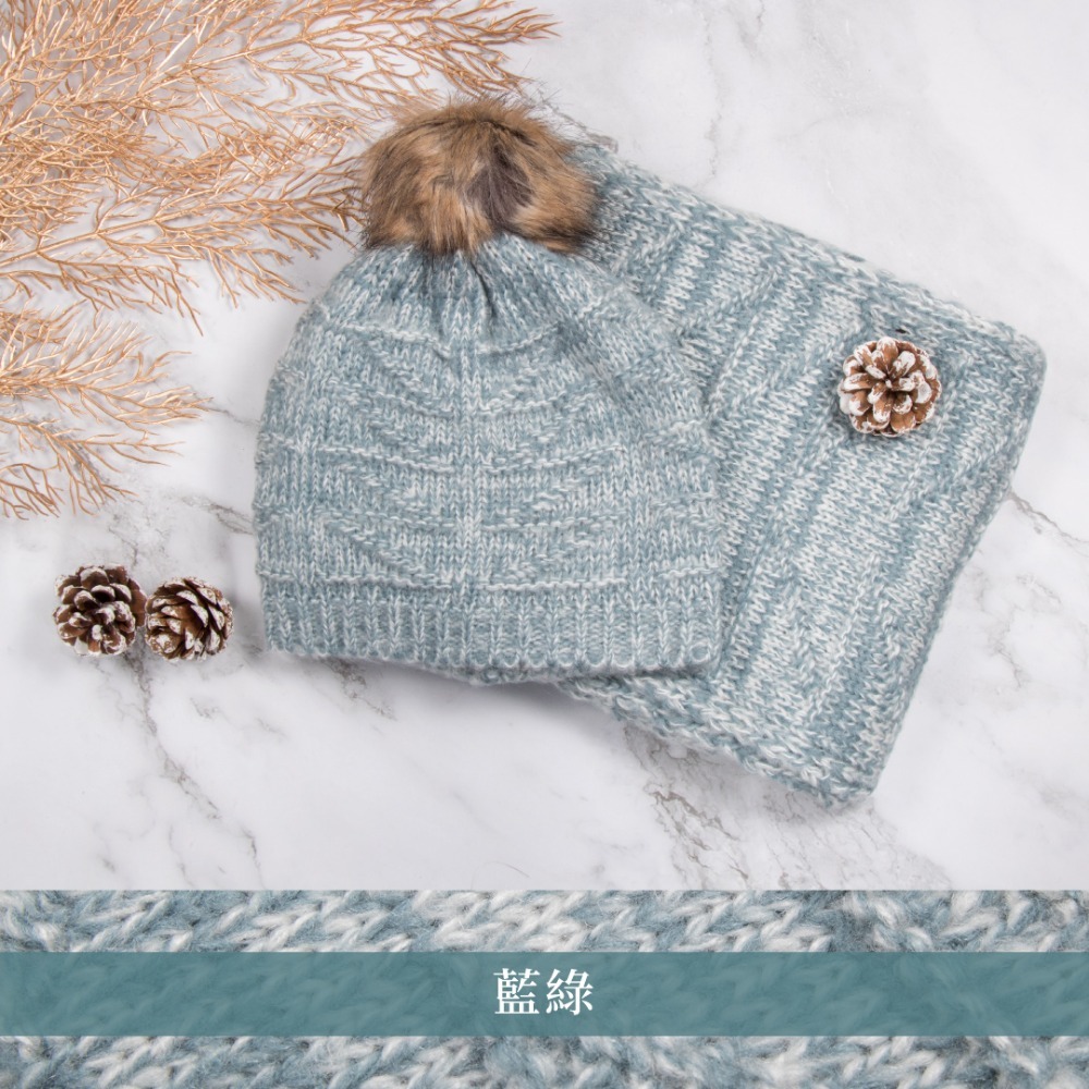 【秋冬組合】幾何圖形毛帽&圍巾兩件組合／冬季保暖／馬海毛／兩件套／聖誕節／交換禮物-規格圖8