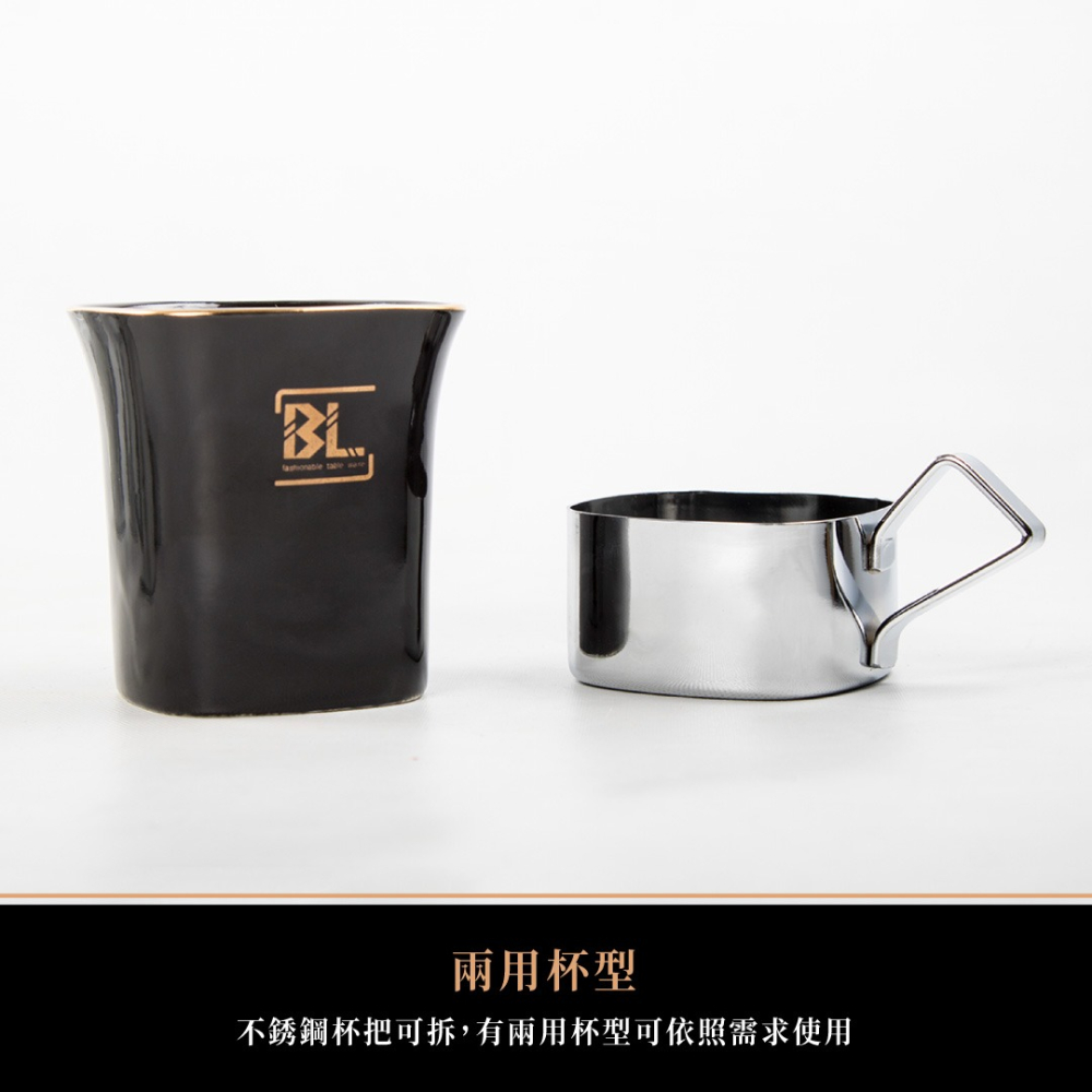 【三件套】不銹鋼咖啡杯具組（杯/盤/托盤）／杯盤組／馬克杯／下午茶具／簡約／ins風-細節圖3
