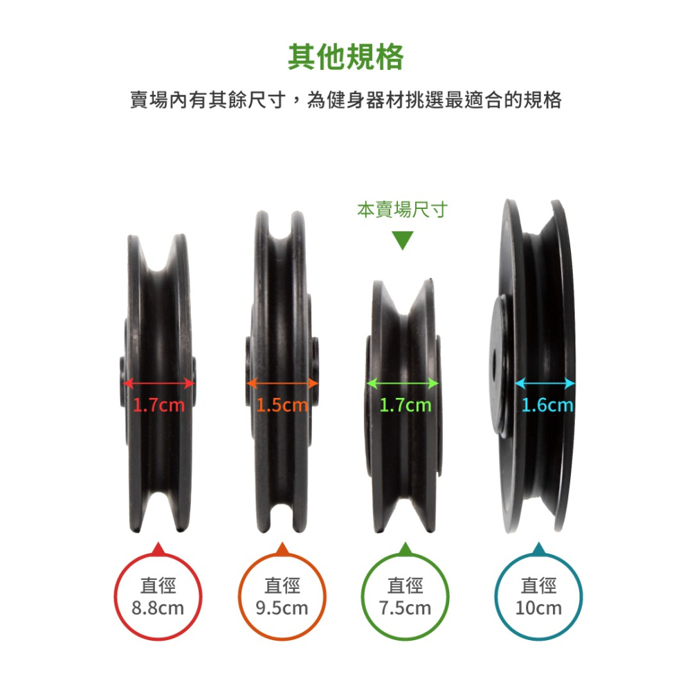 【ABSPORT】健身器材專用滑輪（直徑7.5cm）／健身器材配件／重訓機台專用-細節圖3